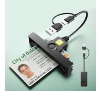 Lecteur DNI CAC de USB-C & USB-A 2 en 1 Lecteur de Carte Identité Belge Mini ID Card Reader Compatible ISO 7816 Classe A, B, C, CAC/Carte D'identité à Puce/Banque IC/Eid/Carte de Santé - Noir