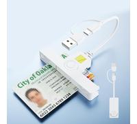 Lecteur DNI CAC de USB-C & USB-A 2 en 1 Lecteur de Carte Identité Belge Mini ID Card Reader Compatible ISO 7816 B, C, CAC/Carte D'identité à Puce/Banque IC/Eid/Carte de Santé - Blanc