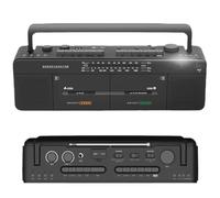 Lecteur double cassette classique et enregistreur cassette avec radio AM/FM, disque MP3/U, enregistrement en un clic, style vintage pour les amateurs de musique et d'audio