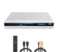 Lecteur DVD Blanc, Lecteur DVD HD Multi-Régions pour TV, Lecteur DVDs et CD pour Système Stéréo Domestique avec Entrée USB, Sorties HDMI et RCA, Systèmes PAL et NTSC Intégrés, Mise à l'Échelle 1080P