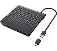 Lecteur DVD/CD Externe, USB 3.0 & Type-C Portable DVD Graveur, CD/DVD +/-RW ROM DVD Drive, iMac, MacBook Air/Pro, Compatible avec Win11/10/8/7/XP/Linux/Vista/MacOS, Rouge