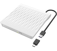 Lecteur DVD/CD Externe, USB 3.0 & Type-C Portable DVD Graveur, CD/DVD +/-RW ROM DVD Drive, iMac, MacBook Air/Pro, Compatible avec Win11/10/8/7/XP/Linux/Vista/MacOS, Rouge