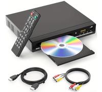 Lecteur DVD compact pour TV, technologie Upscaling 1080p, sortie, entrée USB pour clés USB, prend en charge CD, DVD, VCD, MP3 WMA, finition noire