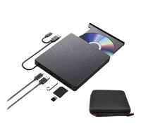 Lecteur DVD Externe 5 en 1 for Ordinateur Portable, Windows 11, 10, Mac, graveur de, CD/DVD-RW, Lecteur Optique avec Housse Rangement