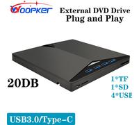 Lecteur DVD Externe 6 en 1,USB 3.0/Type-C,Enregistreur CD Portable,DVD RW,Support P1 7 8 10 11,Système Plug and Play 20 dB