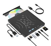Lecteur DVD Externe 7 en 1, Lecteur CD/DVD Externe pour Ordinateur Portable USB 3.0 & Type-C, Lecteur CD/DVD +/-RW Portable, graveur de CD/DVD, Lecteur CD ROM Externe pour Ordinateur Portable de