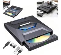 Lecteur DVD externe 7 en 1 USB et lecteur Blu-ray, USB C 3.0 de type C portable BD DVD CD graveur lecteur avec 3 ports USB Hub et lecteur de carte SD TF, lecteur optique Blu-ray 6X pour ordinateur