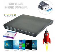 Lecteur DVD Externe - Qumox - USB 3.0 - Compatible Windows et MAC - Noir - Portable