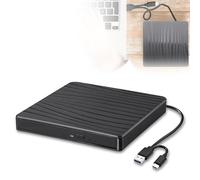 Lecteur DVD externe, USB 3.0 et Type-C - Lecteur CD/DVD +/-RW portable pour ordinateur portable, PC de bureau, lecteur/graveur CD/DVD compatible avec Windows XP/2003/Vista/7/8/10/11, systèmes