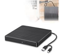 Lecteur DVD Externe, USB 3.0 et Type-C Portable CD DVD +/-RW ROM pour Ordinateur Portable PC de Bureau, Lecteur de graveur CD DVD Compatible avec Windows XP / 2003 / Vista /7/8/10/11 Linux