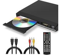 Lecteur DVD HD avec connexion HDMI, Region Free DVD Player pour Smart TV, Câble de sortie HDMI/RCA inclus, Mémorisation des points d'interruption, PAL/NTSC intégré, Lecteur CD pour la maison (Non Blu-