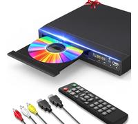 Lecteur DVD, lecteurs DVD HDMI sans région pour Smart TV, mise à l'échelle 1080p, entrée USB, câble de sortie HDMI/RCA inclus, mémoire de point d'arrêt, PAL/NTSC intégré, lecteurs CD pour la maison