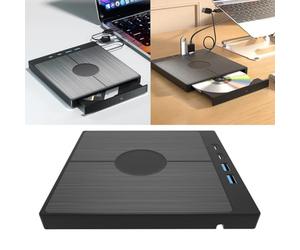 Lecteur DVD, Lecteur CD/DVD Externe 7 en 1 DVD USB 3.0 avec 2 Ports USB/Type-C