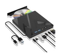 Lecteur DVD, Lecteur Optique Blu-Ray Externe 7 en 1 for Ordinateur Portable, USB 3.0 Type-C, Lecteur DVD CD-RW, graveur