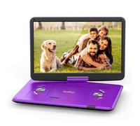 Lecteur DVD Portable 17,5'' avec Grand Écran HD 15,6"", Batterie 6h Rechargeable, USB/Carte SD, Synchronisation TV, Pour Enfants