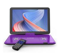 Lecteur DVD Portable 17,5"" avec Grand écran HD 15,6"", Batterie Rechargeable 6 Heures, Prise en Charge USB/Carte SD/synchronisation