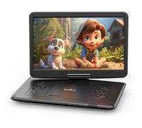 Lecteur DVD Portable 17,5" avec Grand écran HD 15,6" ,Batterie Rechargeable 6h,Prise en Charge USB/Carte SD/synchronisation TV Noir