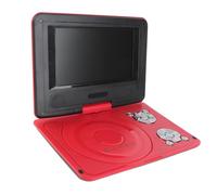 Lecteur DVD Portable avec Grand écran Pivotant, Lecteur DVD Mobile 806 1500 MAh Rechargeable, Prend en la Synchronisation TV/Carte SD/USB/région (Rouge)