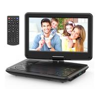 Lecteur DVD portable de 12,5 pouces avec écran rotatif de 10,5 pouces, batterie rechargeable de 5 heures, lecteur DVD pour voiture, compatible avec CD/DVD/carte SD/USB, sans régions