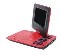 Lecteur DVD Portable de 6,8 Pouces, Lecteur DVD avec écran LCD HD, Mini Lecteur de Voiture, avec Deux Haut-parleurs Stéréo, Batterie au Lithium 1500mAh, pour la Maison, le Bureau, la Voiture(rouge)