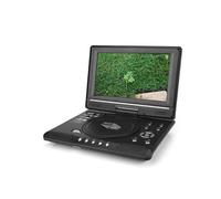 Lecteur DVD portable, écran rotatif HD numérique 9,8 pouces, compatible Smart TV, lecteur DVD EVD, radio FM et batterie rechargeable intégrée.
