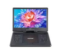 VEVOR Lecteur DVD Portable, écran HD pivotant de 358 mm, avec Chargeur de Voiture, Batterie Rechargeable intégrée de 4,5-5 h, Deux Haut-parleurs, synchronisation TV/USB/Carte SD/CD/DVD, pour Voiture