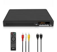 Lecteur DVD Région Libre pour Télévision, Suréchantillonnage 1080P, Entrée USB, Sorties Coaxial/HDMI/RCA, Mémoire de Reprise, Prise en Charge PAL/NTSC, Lecteur DVD/CD pour Maison (JOVELL DVD-198)