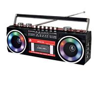 Lecteur Enregistreur à Cassettes Rétro Années 80 avec Boombox Bluetooth, Radio AM/FM/OC, Enregistrement USB, Prise Casque, Son Stéréo 16 Watts RMS, Alimentation AC/DC