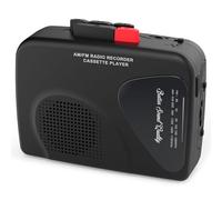 Lecteur Enregistreur de Cassettes Portable, Radio AM/FM, Haut-Parleur Intégré, Prise Casque, Clip Ceinture Inclus(Noir)