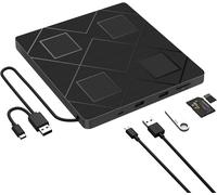 Lecteur Et Graveur Cd/Dvd Externe,Usb 3.0 Et Type-C,Avec Fente Carte Sd/Tf Et 2 Usb,5 En 1,Pour Windows 7/8/10/11/ Vista/Xp/Mac Os,Laptop,Desktops,Macbook,Pc.[P124]