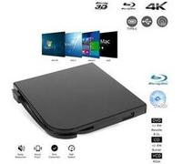Lecteur externe noir portable 4k 3d blu-ray usb 3. 0 type-c graveur de cd/dvd hd pour pc/mac de bureau