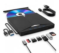 Lecteur Graveur Blu-Ray Externe 7-en-1, USB 3.0/USB-C, 4 USB, SD/TF | Un seul appareil pour lire vos disques, graver vos fichiers et connecter clés USB, cartes SD et microSD à votre ordinateur.