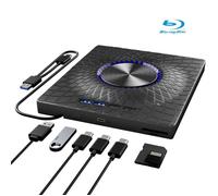 Lecteur Graveur Blu-ray Externe BD CD DVD 3D 4K 100G Disc R/W, USB 3.0/Type-C Hub pour Windows/Mac/Linux,lumière RGB