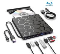 Lecteur Graveur Blu-ray Externe BD CD DVD 3D 4K type C USB 3.0 4 ports USB et 2 ports TF / SD, Laptop Mac PC Windows Linux OS