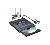 Lecteur - Graveur CD DVD Externe USB 3.0 Ultra Slim + Type-C Port + SD Card Lecteur ROM +--RW pour PC Mac Windows 11-10-8-7