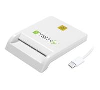 Lecteur/graveur de carte à puce USB-C - Techly - Compact - USB 2.0 - Blanc - Pratique