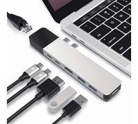 Lecteur Hub Usb C, Double De Type C Adaptateur Hub Pour Macbook Pro 13"" 15"", 6-In-2 Multi-Port Thunderbolt Usb-C Dongle W Gigabit Ethernet, 40Gbs C-Usb 100W, 5Gos De Type C W 60W Pd, 4K Hdmi[Z719]