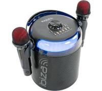 Ibiza - KARAHOME-BK - Enceinte Karaoke Lumineuse sur Batterie, avec Deux micros sans Fil (sur Batterie) - Bluetooth, USB, MicroSD, USB, AUX et Coax - Noir