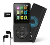 Lecteur MP3 128 Go avec Bluetooth 5.0, lecteur de musique numérique portable COVVY avec haut-parleur HD intégré, radio FM, fonction e-book, écouteurs inclus (Noir)