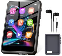 Lecteur MP3 128 Go Bluetooth 5.4 avec écran Couleur TFT 2,4 Pouces, Lecteur MP3 de Sport Haute fidélité avec Haut-Parleur, écran Tactile, Radio FM, Enregistrement, jusqu'à 256 Go, Noir