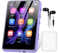 Lecteur Mp3 128 Go Bluetooth 5.4 Avec Écran Couleur Tft 2,4 Pouces, Lecteur Mp3 De Sport Haute Fidélité Avec Haut-Parleur, Écran Tactile, Radio Fm, Enregistrement, Jusqu'À 256 Go (Violet)