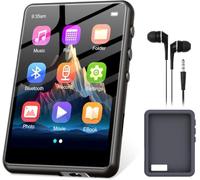Lecteur MP3 128GB Bluetooth 5.3, ZAQE 2.4" Plein écran Tactile Lecteur MP3 Portable,Haut-parleurs Haute définition intégrés, Radio FM, Enregistrement, entrée Ligne, Son HiFi, jusqu'à 512GB (Noir 2)