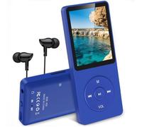 Lecteur MP3 16Go, Baladeur MP3 Musique HiFi avec Radio FM, 70H Longue Autonomie, Slot Carte mémoire jusqu'à 128Go -Bleu