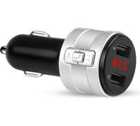 Lecteur MP3 Bluetooth Transmetteur FM mains libres pour voiture Radio musicale Argent