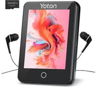 Lecteur MP3 Bluetooth YOTON 80 Go, Ecran Tactile Portable 2,4", Support Musical pour Enfants, Haute Qualité Sonore, FM, Chronomètre, Enregistreur Vocal, Podomètre, avec Carte SD 64 Go et Ecouteurs