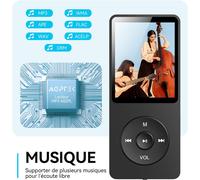 Lecteur Mp3 Classique, Lecture De Musique Hi-Fi Sans Perte, Lecteur Mp3 Sportif Walkman Portable, Lecteur De Carte Tf Jusqu'À 128 Go (Sans Carte Tf), Noir