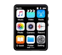 Lecteur MP3 HiFi Bluetooth 5.4, baladeur à écran tactile de 2.4 pouces avec caméra, peut prendre des photos avec haut-parleur/FM/enregistreur/eBooks-Noir