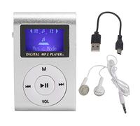 Lecteur MP3, Mini-Lecteur de Musique MP3 Portable Écran LCD à Clip Arrière avec Support MP3 Carte Mémoire de 32 Go avec écouteurs et Câble USB(Argent)