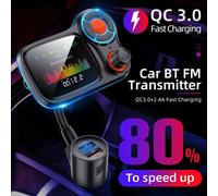 Lecteur Mp3 pour voiture compatible Bluetooth sans fil T831 Qualité sonore sans perte Qc3.0 Chargement rapide avec lumière d'ambiance Émetteur Fm Noir