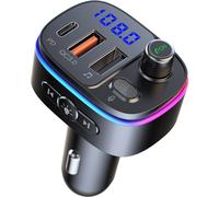 Lecteur Mp3 pour voiture Usb Quick Charge Qc3.0 Kit mains libres compatible Bluetooth Transmetteur Fm sans fil Noir